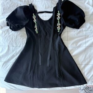 Chic Black Mini Dress with Embellished Accents